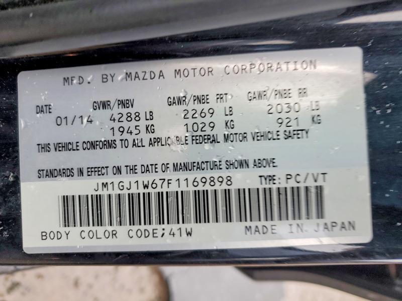 Продаж на аукціоні авто 2015 Mazda 6, vin: JM1GJ1W67F1169898, номер лоту: 76754105