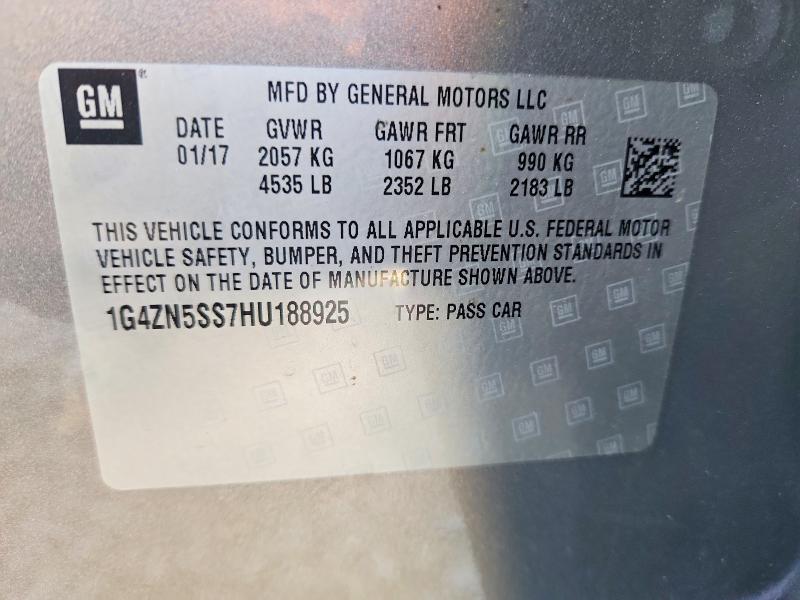 78183985 :رقم المزاد ، 1G4ZN5SS7HU188925 vin ، 2017 Buick Lacrosse مزاد بيع