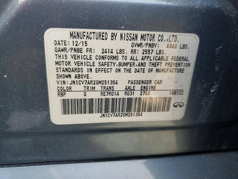 Продажа на аукционе авто 2016 Infiniti Q50, vin: JN1CV7AR2GM251354, номер лота: 75453545
