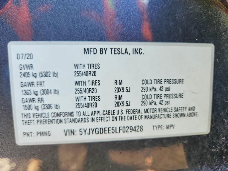 Aukcja sprzedaży 2020 Tesla Model Y, vin: 5YJYGDEE5LF029428, numer aukcji: 75948475