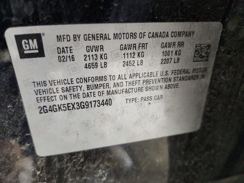 79252975 :رقم المزاد ، 2G4GK5EX3G9173440 vin ، 2016 Buick Buick مزاد بيع