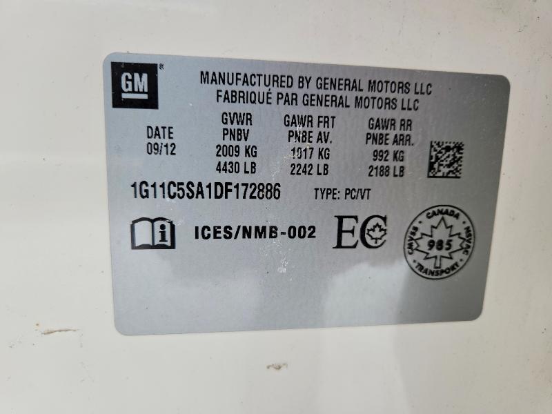 Aukcja sprzedaży 2013 Chevrolet Malibu, vin: 1G11C5SA1DF172886, numer aukcji: 77776495