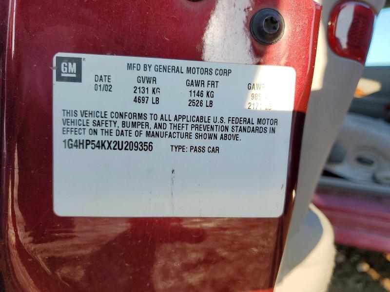 76837115 :رقم المزاد ، 1G4HP54KX2U209356 vin ، 2002 Buick Lesabre مزاد بيع