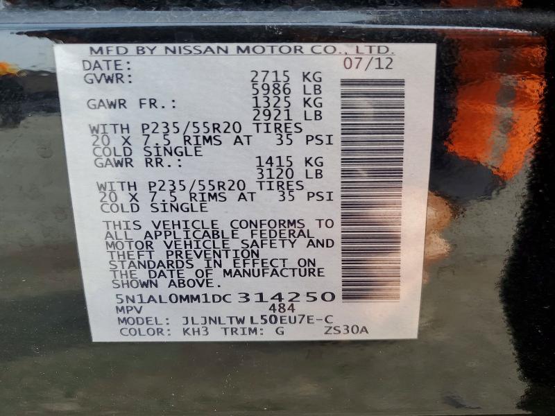 78849755 :رقم المزاد ، 5N1AL0MM1DC314250 vin ، 2013 Infiniti Jx35 مزاد بيع