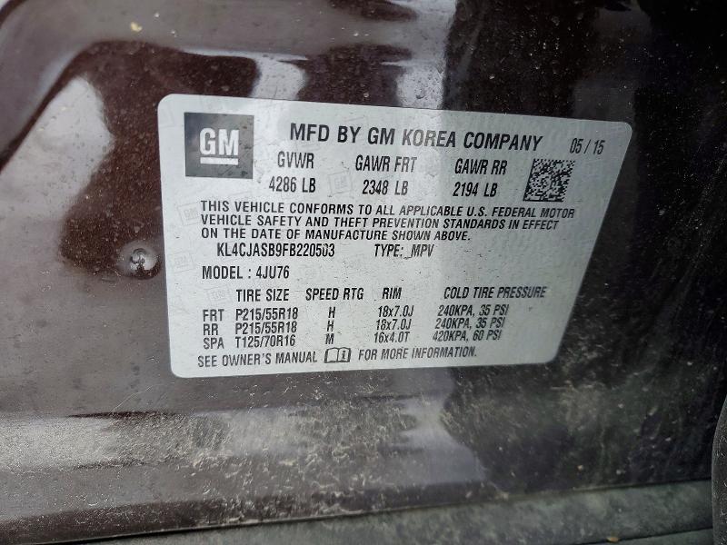 Продажа на аукционе авто 2015 Buick Encore, vin: KL4CJASB9FB220503, номер лота: 75053305