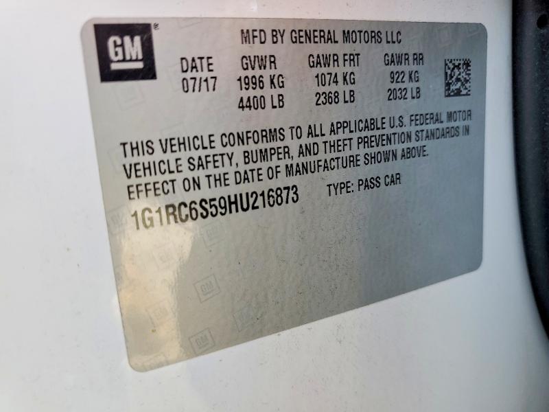 Aukcja sprzedaży 2017 Chevrolet Volt, vin: 1G1RC6S59HU216873, numer aukcji: 78234045