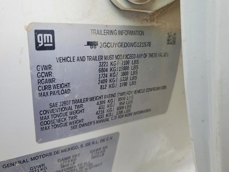 Продаж на аукціоні авто 2022 Chevrolet Silverado Ltd, vin: 3GCUYGED0NG121578, номер лоту: 78681545