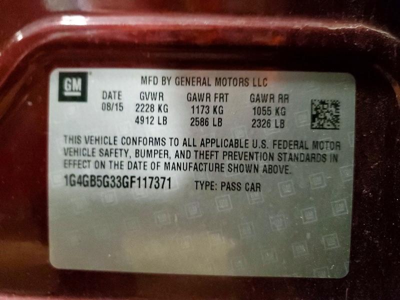 Aukcja sprzedaży 2016 Buick Lacrosse, vin: 1G4GB5G33GF117371, numer aukcji: 78354795