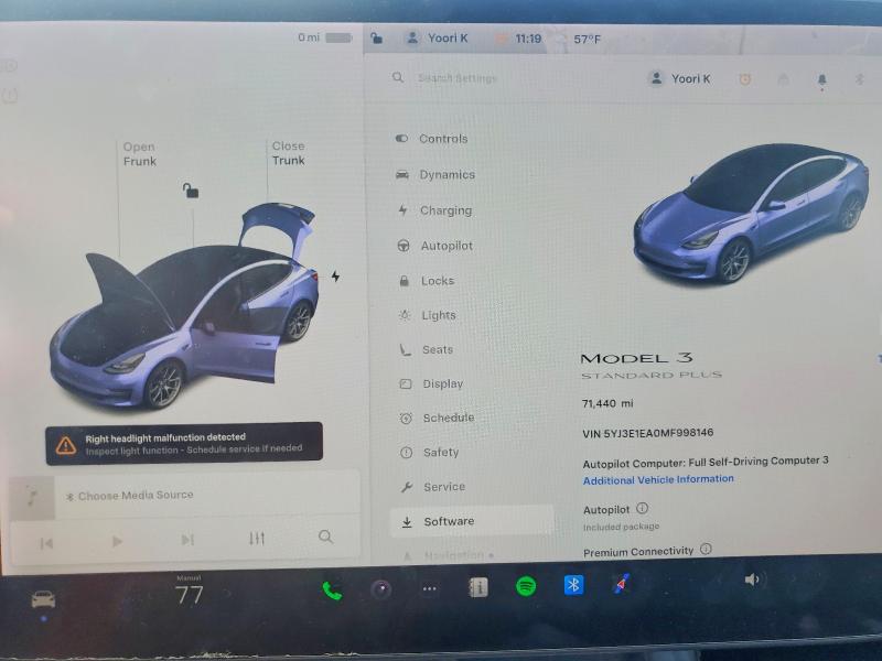2021 Tesla Model 3 მანქანა იყიდება აუქციონზე, vin: 5YJ3E1EA0MF998146, აუქციონის ნომერი: 77613335