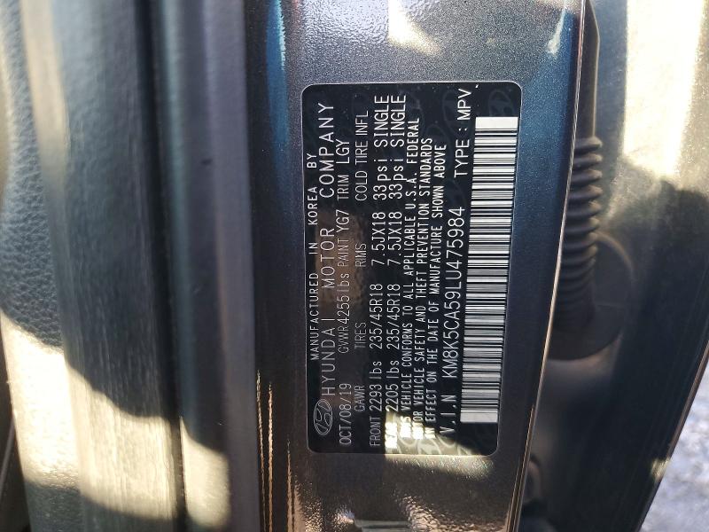 Auction sale of the 2020 Hyundai Kona, vin: KM8K5CA59LU475984, lot number: 75801855