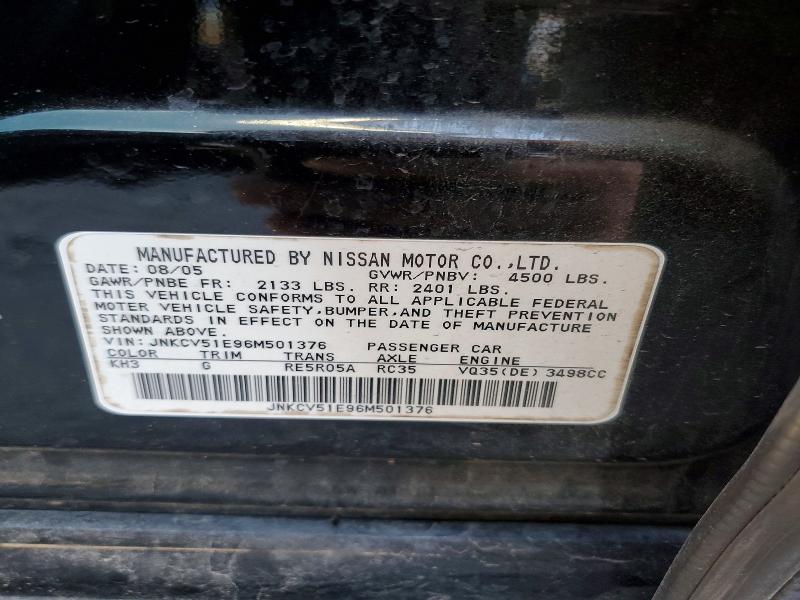 2006 Infiniti G35 მანქანა იყიდება აუქციონზე, vin: JNKCV51E96M501376, აუქციონის ნომერი: 79345265