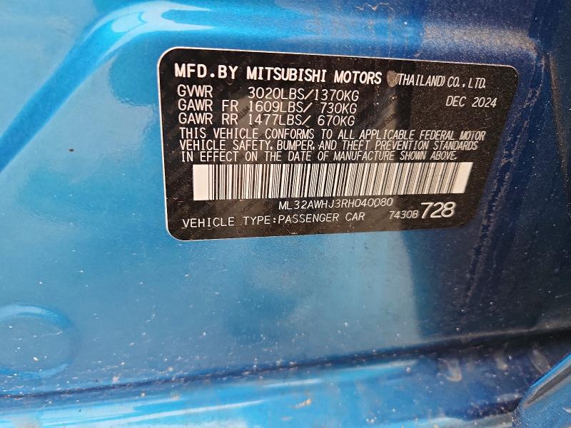 Aukcja sprzedaży 2024 Mitsubishi Mirage, vin: ML32AWHJ3RH040080, numer aukcji: 78164365