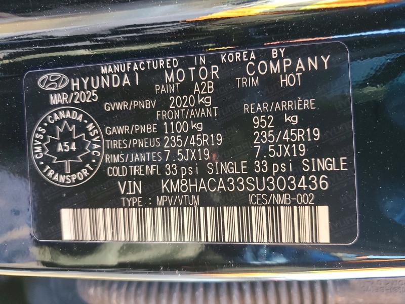 77265225 :رقم المزاد ، KM8HACA33SU303436 vin ، 2025 Hyundai Kona مزاد بيع