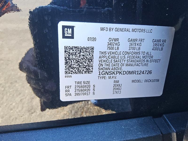 Продажа на аукционе авто 2021 Chevrolet Tahoe, vin: 1GNSKPKD0MR124726, номер лота: 76926155