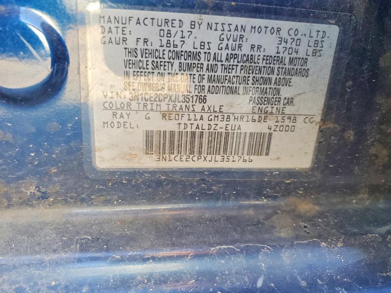 75383405 :رقم المزاد ، 3N1CE2CPXJL351766 vin ، 2018 Niss Versa Note مزاد بيع