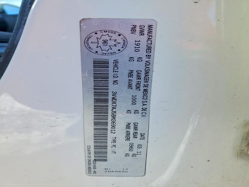 Продаж на аукціоні авто 2011 Volkswagen Jetta, vin: 3VWDX7AJ5BM369012, номер лоту: 78684805