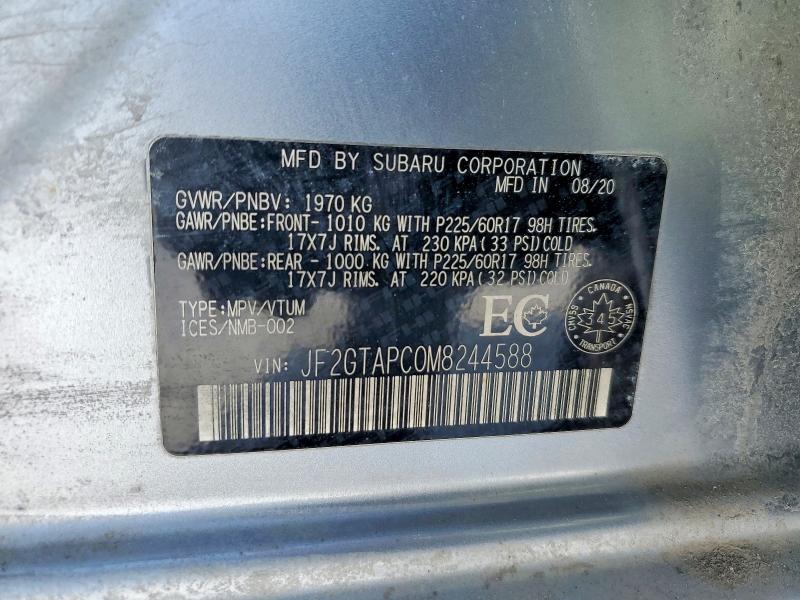 Auction sale of the 2021 Subaru Crosstrek, vin: JF2GTAPC0M8244588, lot number: 78095035