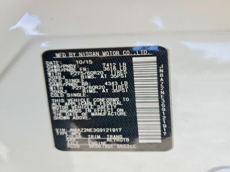 Aukcja sprzedaży 2016 Infiniti Qx80, vin: JN8AZ2NE3G9121917, numer aukcji: 77365915