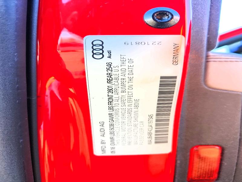 Aukcja sprzedaży 2018 Audi S4, vin: WAUB4BF42JA197345, numer aukcji: 78615275