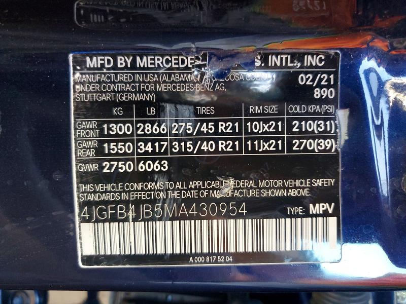 Продажа на аукционе авто 2021 Mercedes-benz Gle, vin: 4JGFB4JB5MA430954, номер лота: 78901815