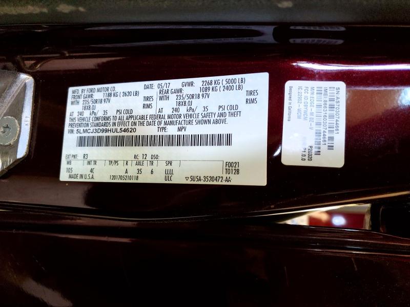Продаж на аукціоні авто 2017 Lincoln Mkc, vin: 5LMCJ3D99HUL54620, номер лоту: 77332715
