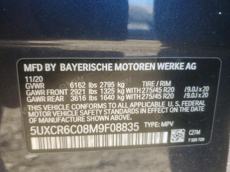 78565485 :رقم المزاد ، 5UXCR6C08M9F08835 vin ، 2021 Bmw X5 مزاد بيع