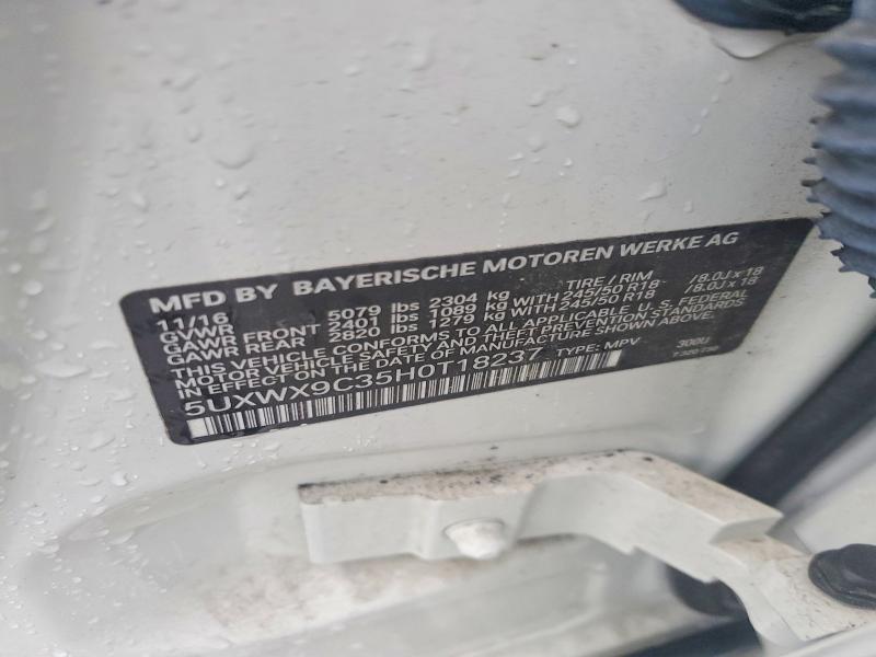 Aukcja sprzedaży 2017 Bmw X3, vin: 5UXWX9C35H0T18237, numer aukcji: 78963885