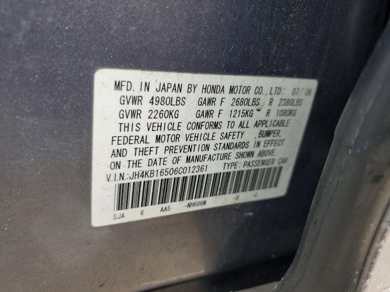Продаж на аукціоні авто 2006 Acura Rl, vin: JH4KB16506C012361, номер лоту: 78760055