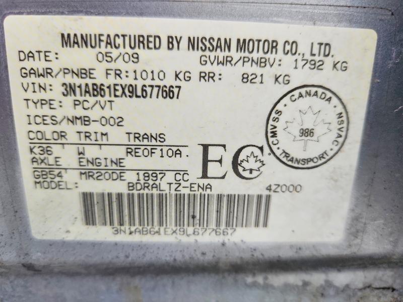 Продажа на аукционе авто 2009 Nissan Sentra, vin: 3N1AB61EX9L677667, номер лота: 77169715