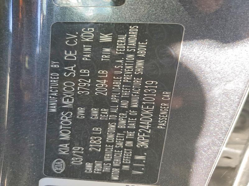 77577735 :رقم المزاد ، 3KPF24AD0KE101319 vin ، 2019 Kia Forte مزاد بيع