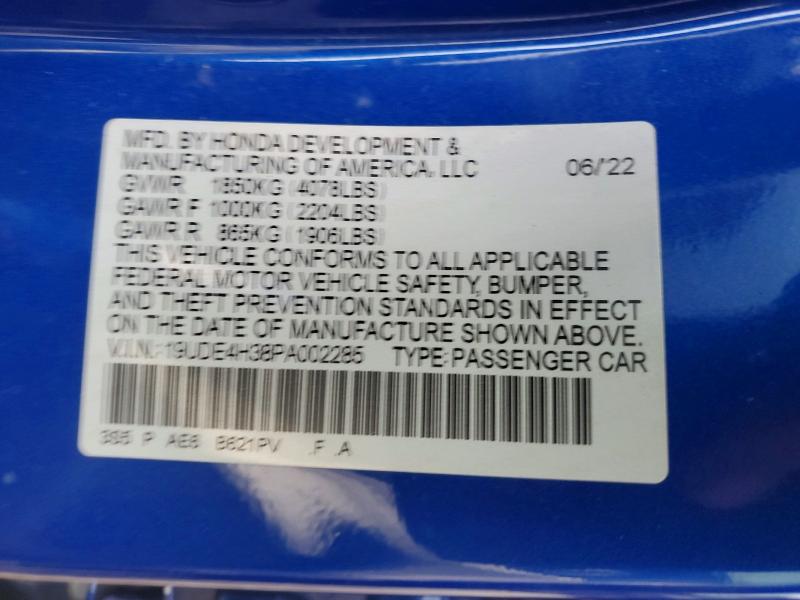 78073705 :رقم المزاد ، 19UDE4H38PA002285 vin ، 2023 Acura Integra مزاد بيع