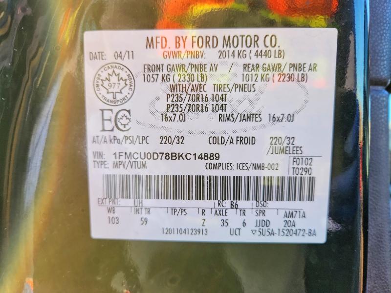 Aukcja sprzedaży 2011 Ford Escape, vin: 1FMCU0D78BKC14889, numer aukcji: 75765945