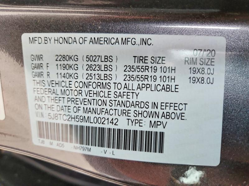 2021 Acura Rdx მანქანა იყიდება აუქციონზე, vin: 5J8TC2H59ML002142, აუქციონის ნომერი: 76059795