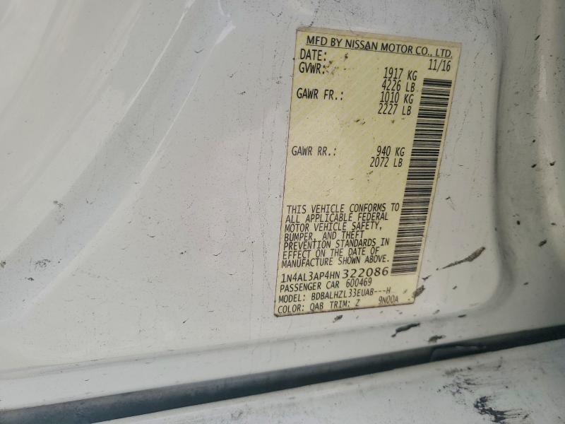 Продажа на аукционе авто 2017 Nissan Altima, vin: 1N4AL3AP4HN322086, номер лота: 77976545