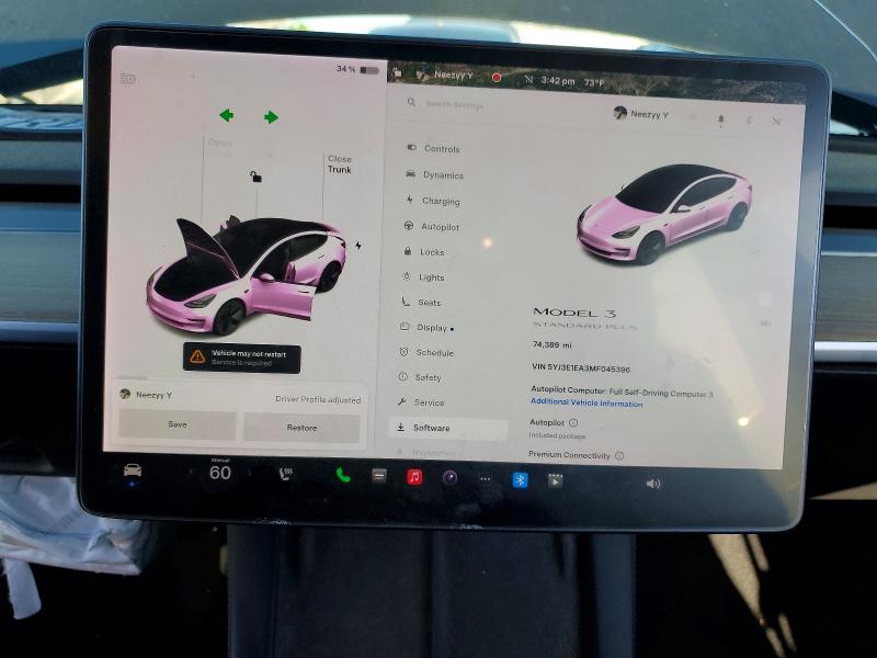 2021 Tesla Model 3 მანქანა იყიდება აუქციონზე, vin: 5YJ3E1EA3MF045396, აუქციონის ნომერი: 77264425