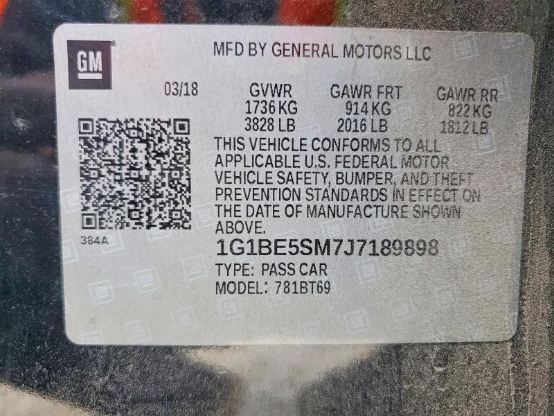 Aukcja sprzedaży 2018 Chevrolet Cruze, vin: 1G1BE5SM7J7189898, numer aukcji: 79103185