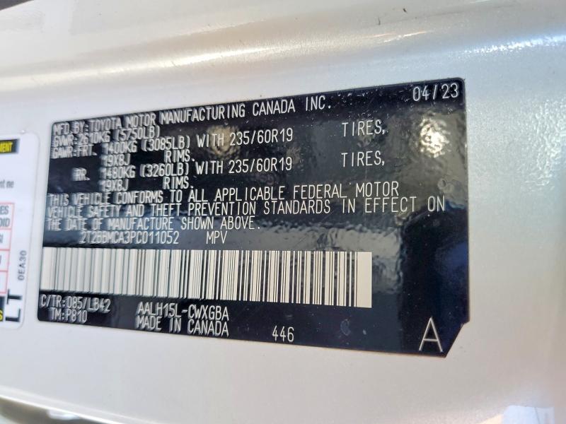 2023 Lexus Rx მანქანა იყიდება აუქციონზე, vin: 2T2BBMCA3PC011052, აუქციონის ნომერი: 75486655