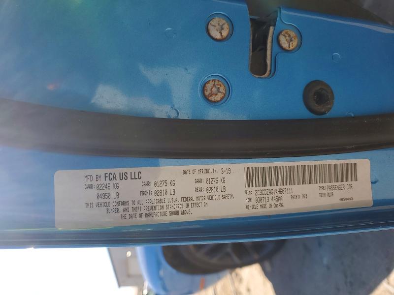 Aukcja sprzedaży 2019 Dodge Challenger, vin: 2C3CDZAG1KH607111, numer aukcji: 78882095