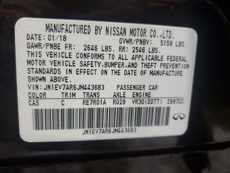 2018 Infiniti Q50 მანქანა იყიდება აუქციონზე, vin: JN1EV7AR6JM443683, აუქციონის ნომერი: 76755935