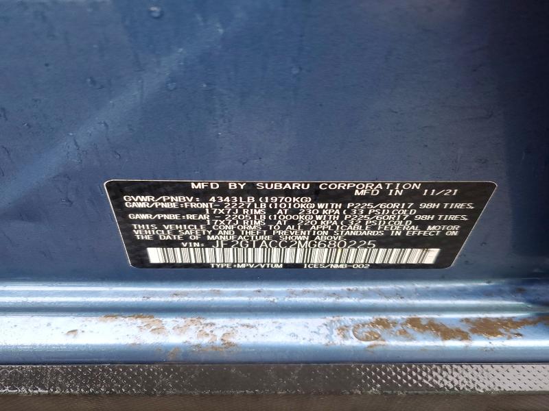 Продажа на аукционе авто 2021 Subaru Crosstrek, vin: JF2GTACC2MG680225, номер лота: 76643615