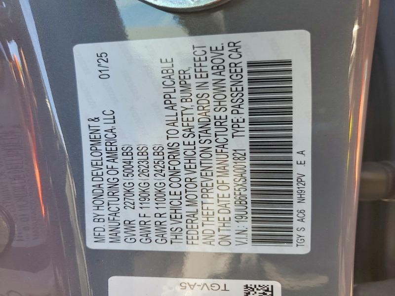 2025 Acura Tlx მანქანა იყიდება აუქციონზე, vin: 19UUB6F5XSA001821, აუქციონის ნომერი: 76784265