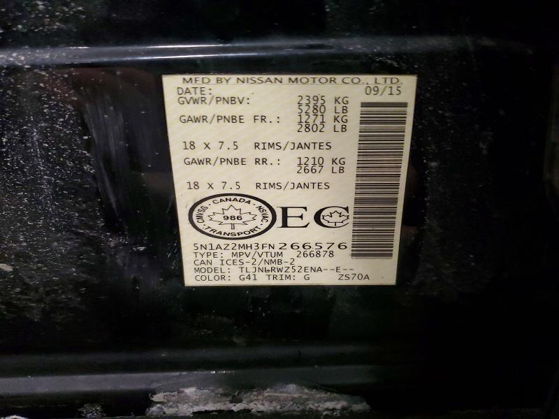Продаж на аукціоні авто 2015 Nissan Murano, vin: 5N1AZ2MH3FN266576, номер лоту: 78214975