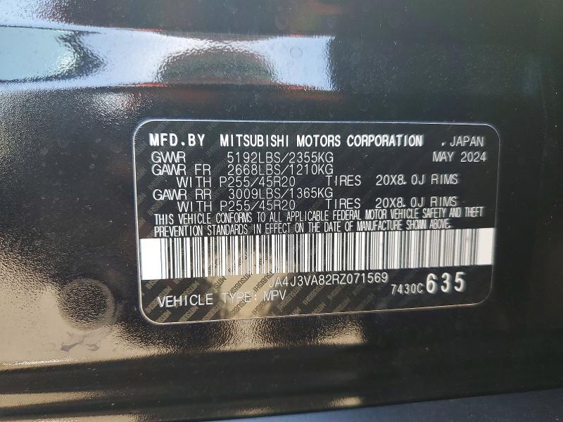 2024 Mitsubishi Outlander მანქანა იყიდება აუქციონზე, vin: JA4J3VA82RZ071569, აუქციონის ნომერი: 76920145