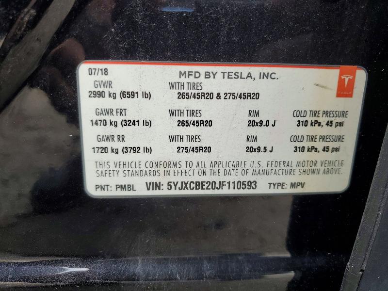 Продаж на аукціоні авто 2018 Tesla Model X, vin: 5YJXCBE20JF110593, номер лоту: 76666225