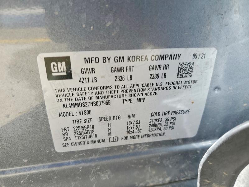 77123275 :رقم المزاد ، KL4MMDS27NB007965 vin ، 2022 Buick Encore Gx مزاد بيع