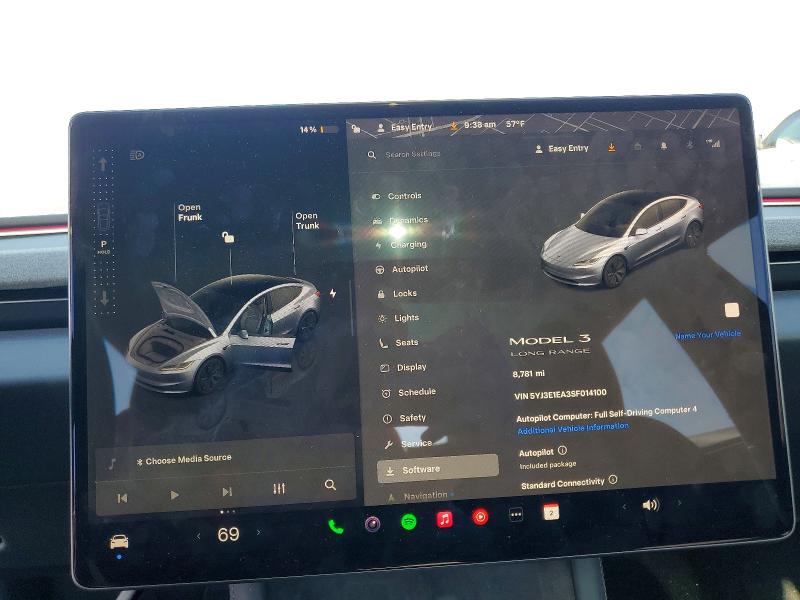 Aukcja sprzedaży 2025 Tesla Model 3, vin: 5YJ3E1EA3SF014100, numer aukcji: 73910155