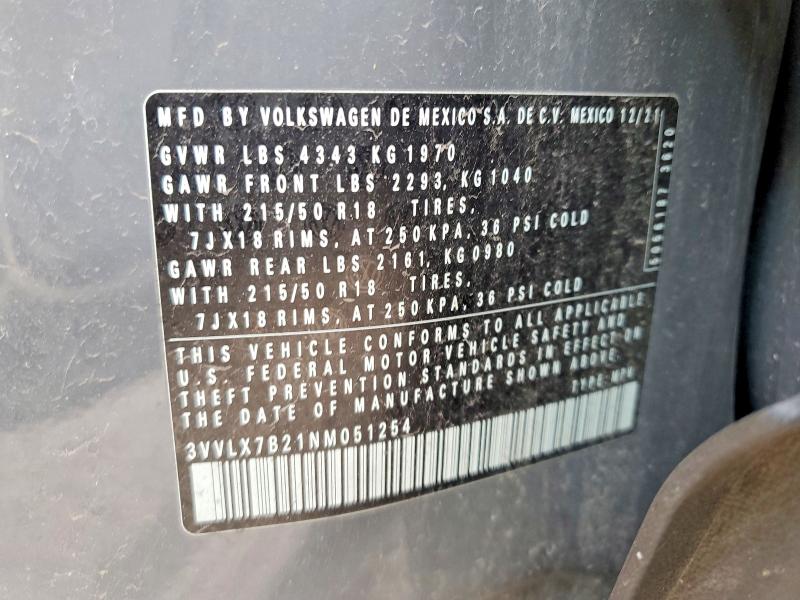 Продаж на аукціоні авто 2022 Volkswagen Taos, vin: 3VVLX7B21NM051254, номер лоту: 76518505