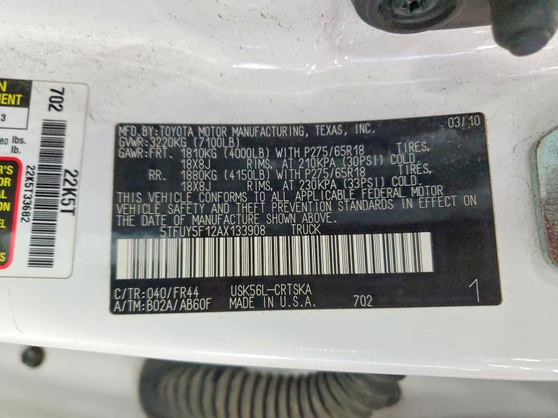 Aukcja sprzedaży 2010 Toyota Tundra, vin: 5TFUY5F12AX133908, numer aukcji: 79172135