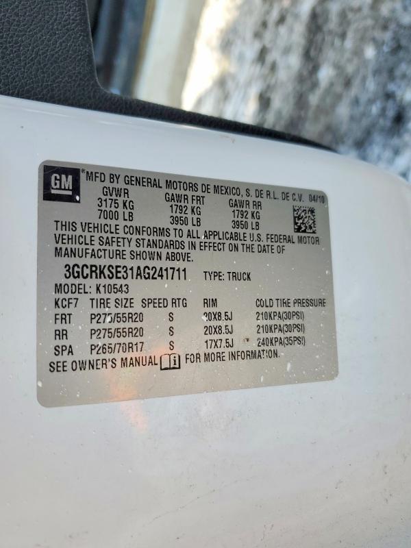 75947915 :رقم المزاد ، 3GCRKSE31AG241711 vin ، 2010 Chevrolet Silverado مزاد بيع