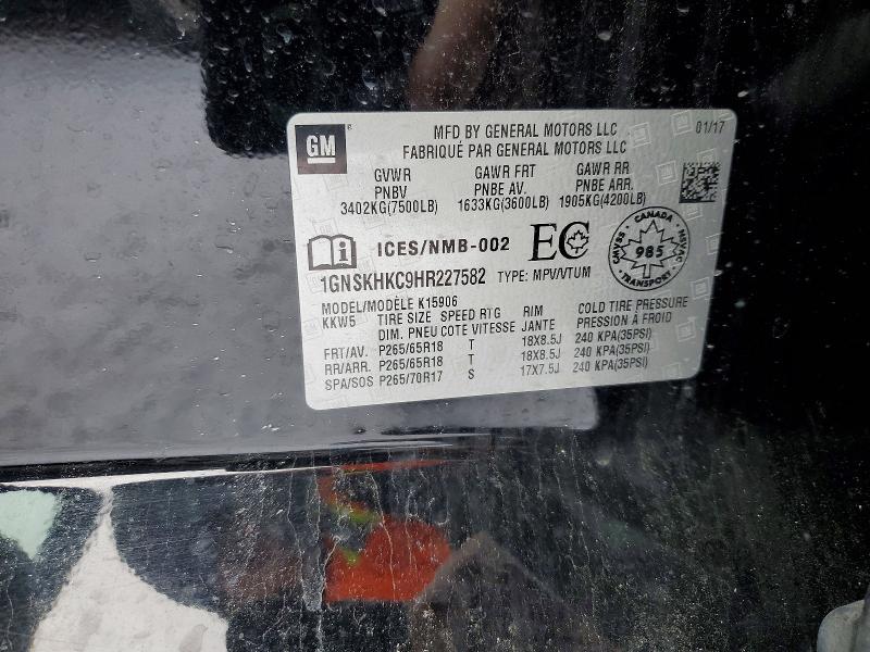 Продаж на аукціоні авто 2017 Chevrolet Suburban, vin: 1GNSKHKC9HR227582, номер лоту: 75585505